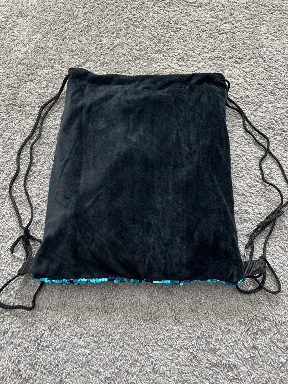 Women's Aqua Purple Sequin Mermaid Shimmer Drawstring BackPack Inner Zip Pocket - Picture 2 of 5